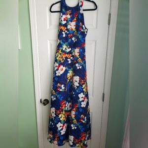 Banana Republic, navy blue floral maxi dress, size 10 tall.